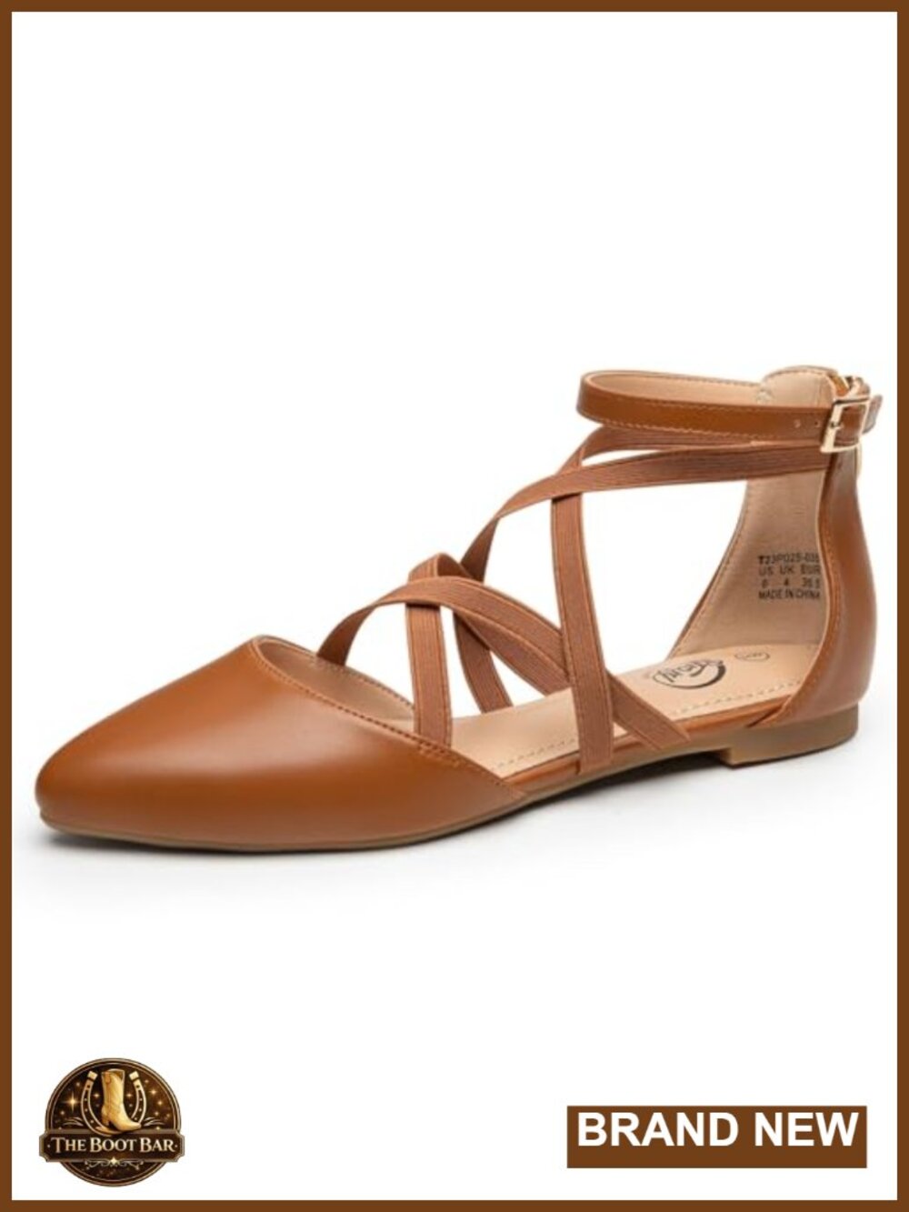 Mary Jane Flats for Women, Pointed Toe Ballet Shoes with Elastic Straps,